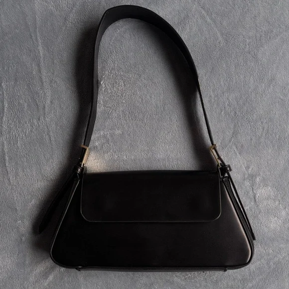 Zara Classic Trapeze Minimalist Black Shoulder Bag - Picture 8 of 8